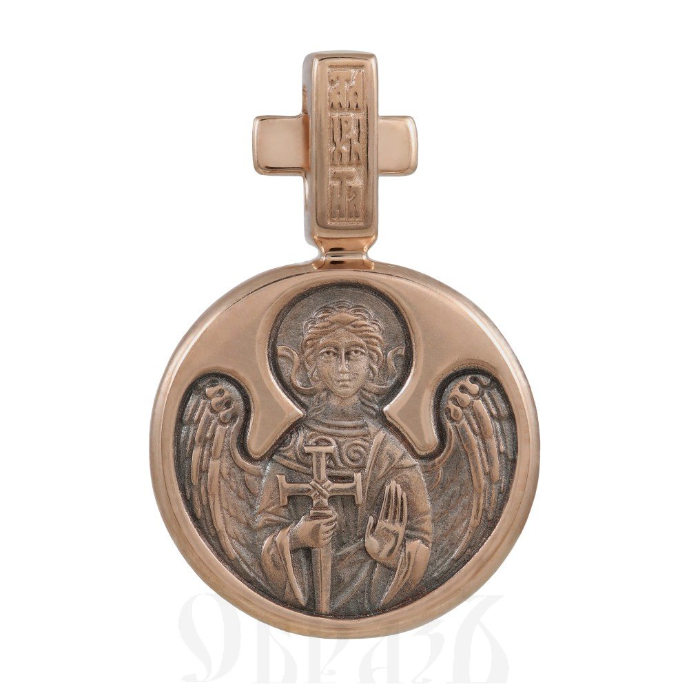 образок «святая великомученица екатерина. ангел хранитель», золото 585 проба красное (арт. 202.107-1)