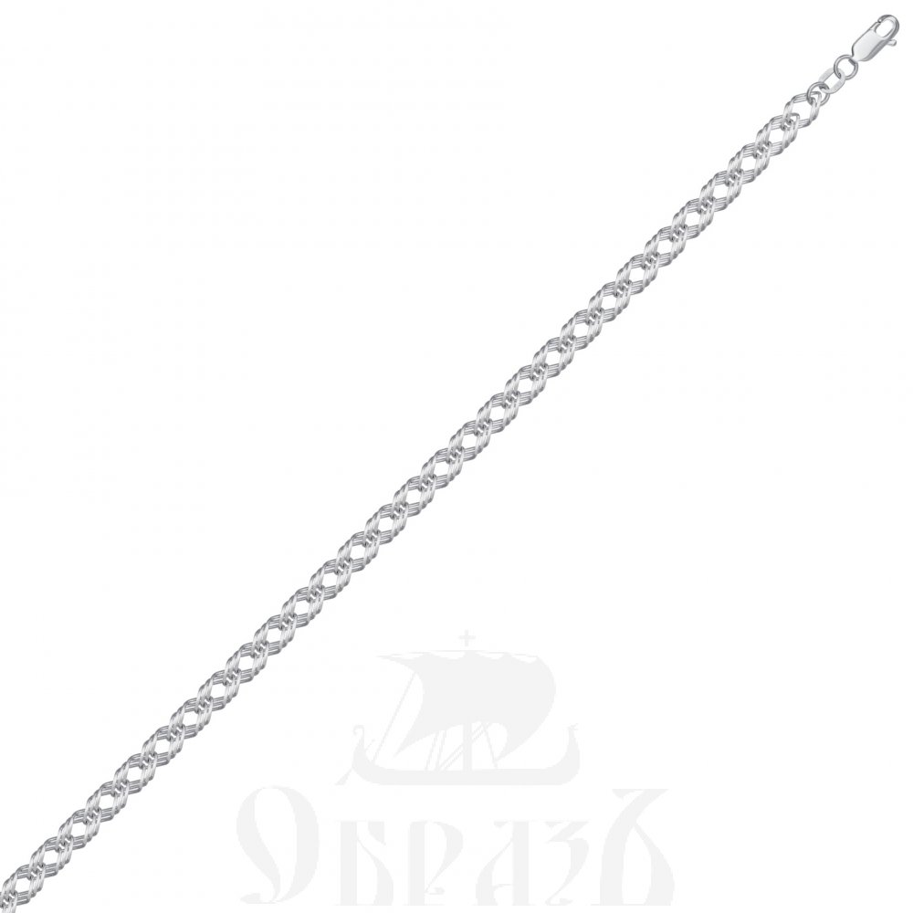цепь плетение "тройной ромб" серебро 925 пробы с родиевым покрытием (арт. нц 22-203-3 d0,60)