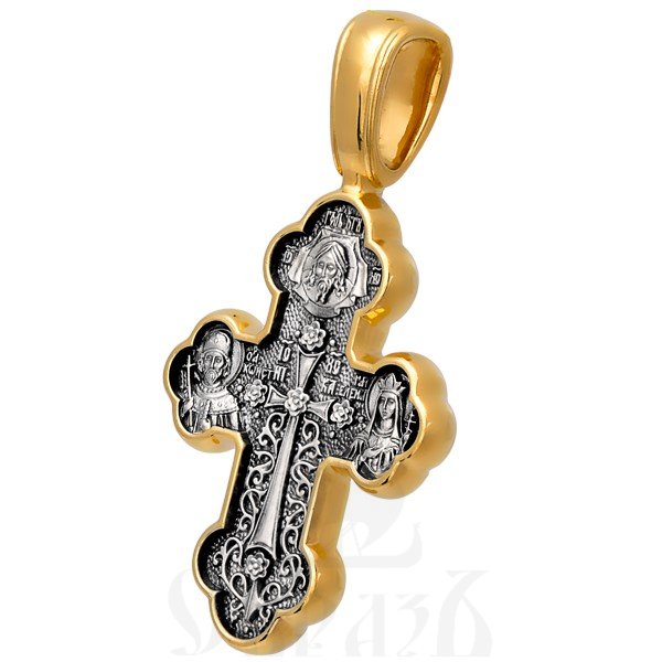 крест «крестовоздвижение. донская икона божией матери», серебро 925 проба с золочением (арт. 101.073)