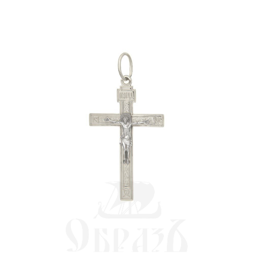 золотой крест с молитвой "спаси и сохрани", 585 проба белого цвета (арт. п10155-з5б)