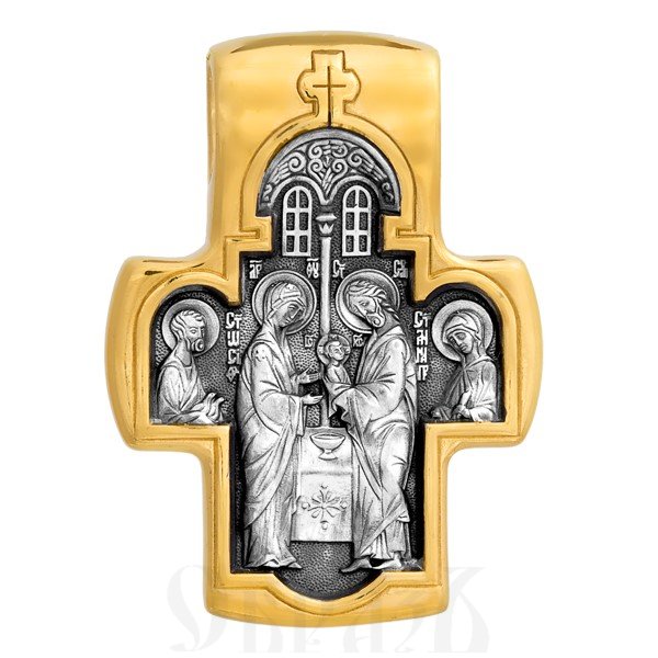 крест «распятие. сретение господне», серебро 925 проба с золочением (арт. 101.055)