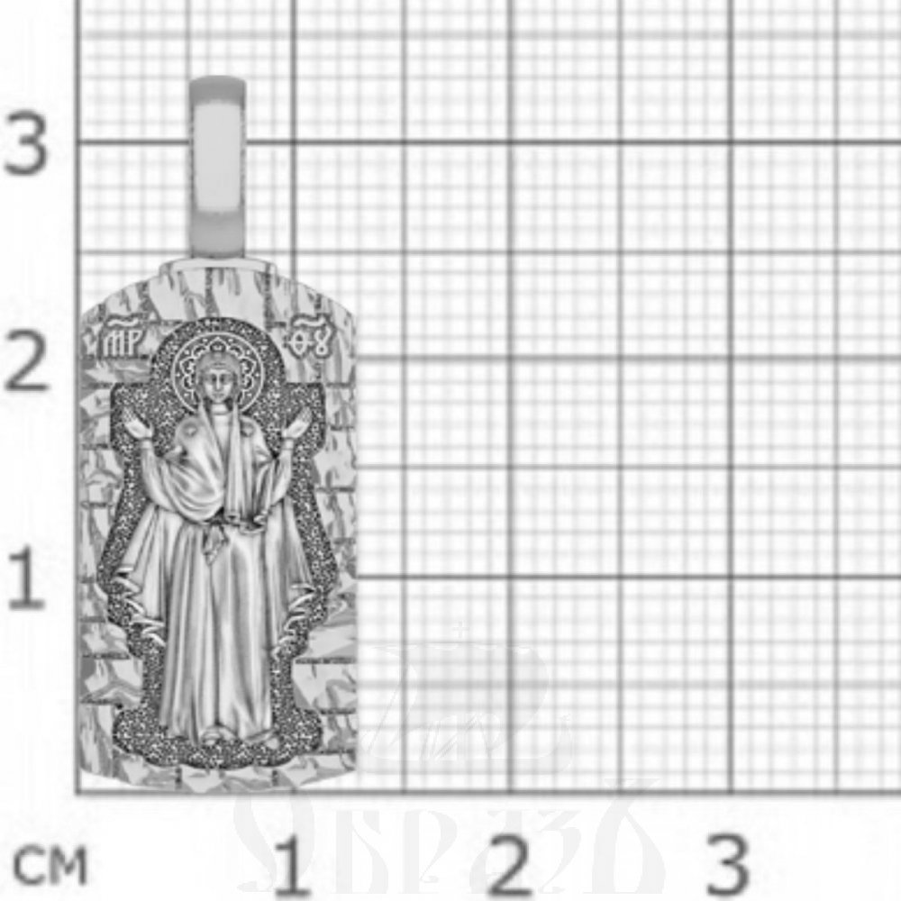 нательная икона божия матерь «нерушимая стена», серебро 925 проба с платинированием (арт. 18.092р)